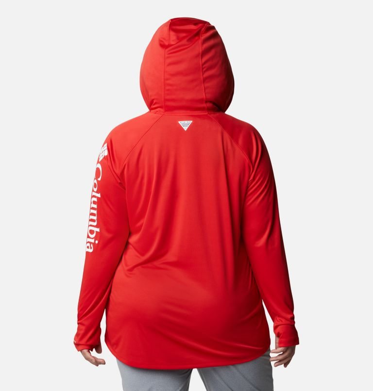 Women's Columbia PFG Tidal Tee Hoodie Red | Plus Size CA-HC4LA